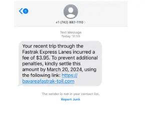 Fastrak Scam Text