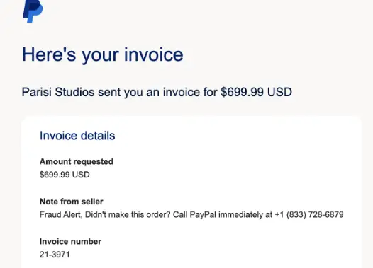 Parisi Studios Paypal Scam