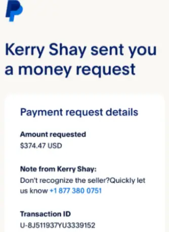 Kerry Shay Paypal Request Scam