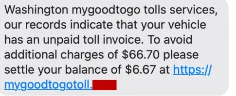 My Good To Go Toll Scam Text