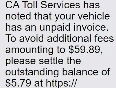 CA Toll Services Scam