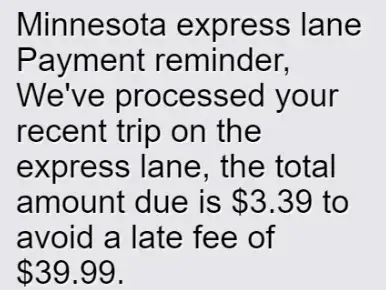 Minnesota Express Lane Payment Reminder