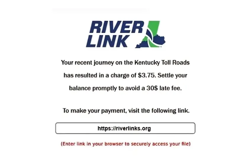 RiverLink Toll Services Text 